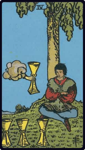 Četvorka Pehara tarot karta