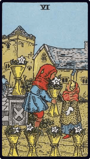 Šestica Pehara tarot karta