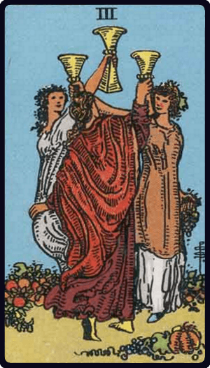 Trojka Pehara tarot karta