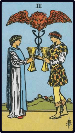 Dvojka Pehara tarot karta