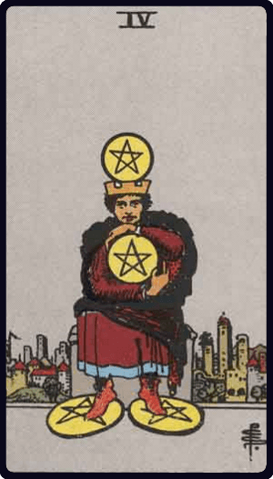 Četvorka Pentakla tarot karta