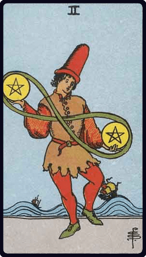 Dvojka Pentakla tarot karta