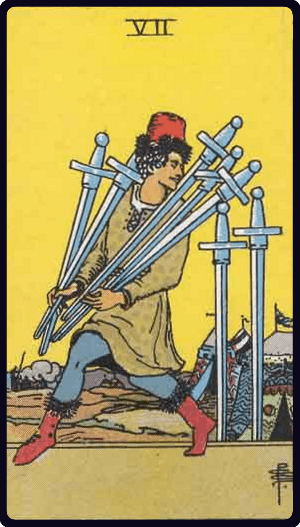 Sedmica Mačeva tarot karta