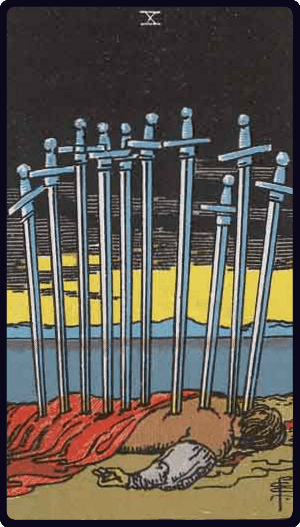 Desetka Mačeva tarot karta