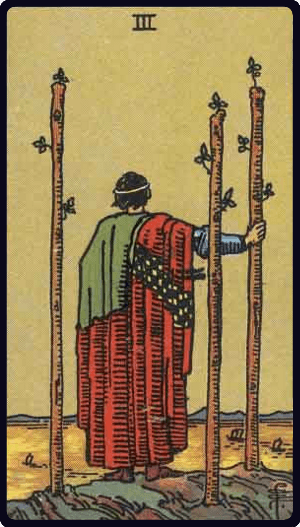 Trojka Štapova tarot karta