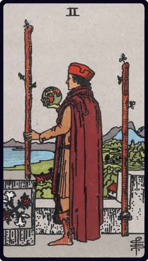 Dvojka Štapova tarot karta